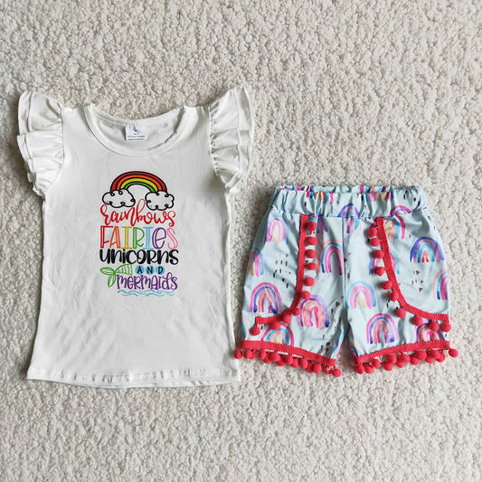 promotion RTS D11-29 Rainbow Flutter Mermaid Summer Girls Set
