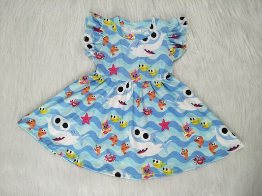 Flutter Sleeve Shark Twirl Dress