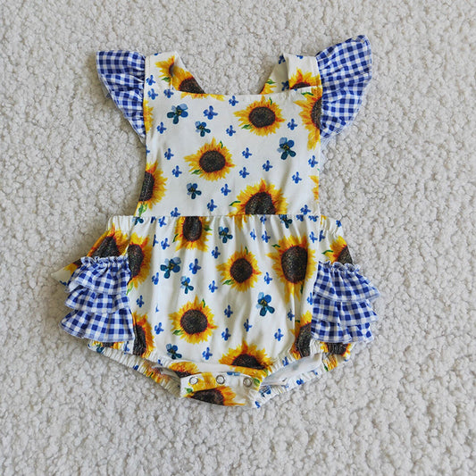 Sunflower Flutter Sleeve Baby Girls Romper