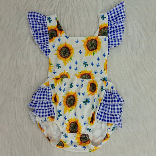 Sunflower Flutter Sleeve Baby Girls Romper