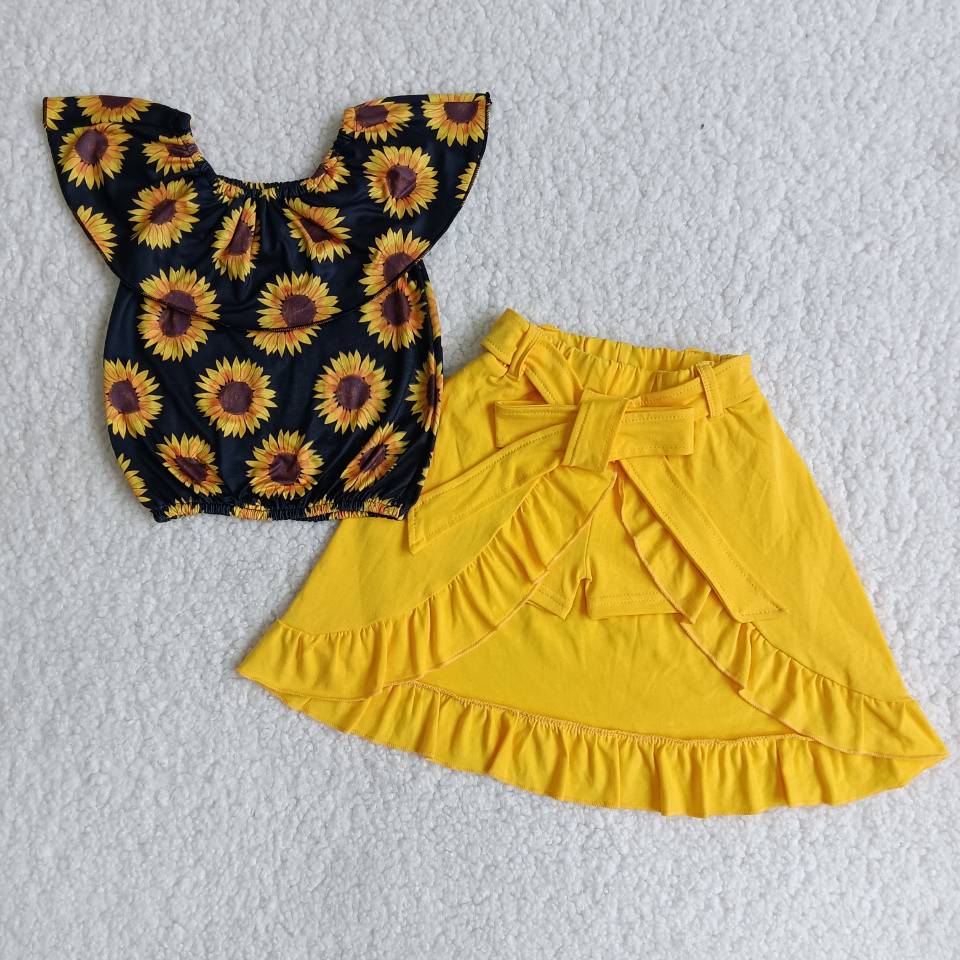 B3-14 Sunflower Girls Short Sleeve With Skirt Dresses Outfits