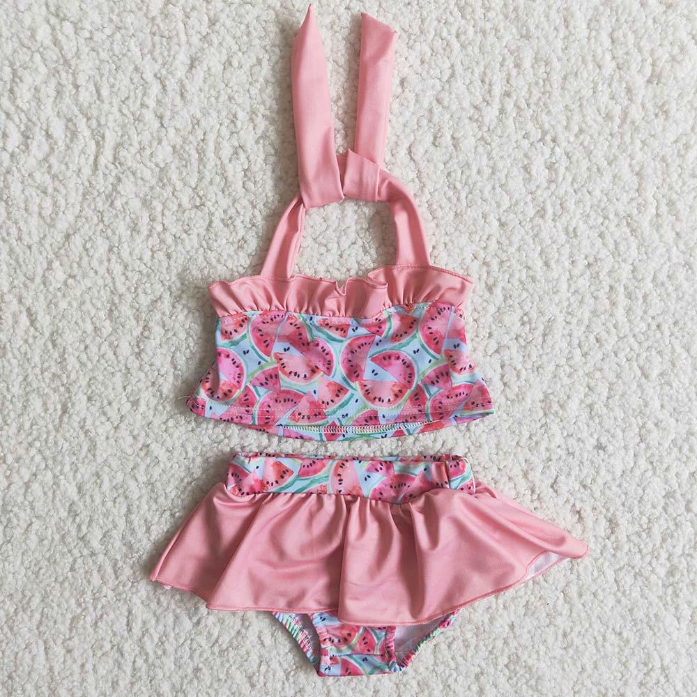 B5-12 Watermelon Pink Girls Swimming Bathing Suits Swimsuits