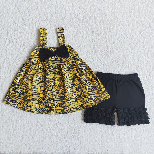 Leopard Print Black Shorts Baby Girls Outfits